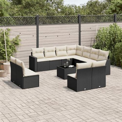 Salon de jardin modulable GENERIQUE 12 pieces resine tressee 11 personnes 62 x 62 x 69 cm noir