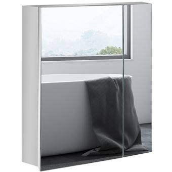 Armoire Murale Pola Mini DK Pour Machine à Laver - 2 Portes, 4 étagères, Blanc Brillant, 64x90x30 Cm