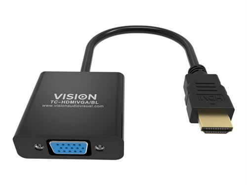 VISION Professional - Adaptateur vidéo - HDMI mâle pour HD-15 (VGA) femelle - 23 cm - noir - support 1080p