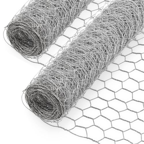 Grillage à poule 1x25m (lot de 2) triple torsion acier et PVC