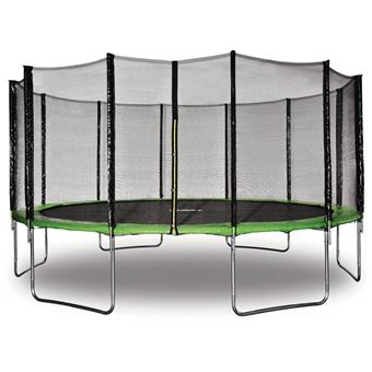 trampoline yoopi - ø 4.90 m - vert - avec filet + échelle + couverture + kit d'ancrage - 1