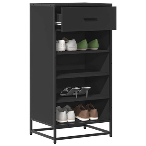 Vidaxl Noir Etagère À Chaussures 48X38x97,5 Cm Bois D Ingénierie - Image 3