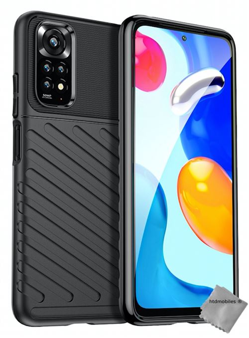 Housse etui coque silicone gel thunder pour Xiaomi Redmi Note 11 4G / Redmi Note 11S + film ecran - NOIR - htdmobiles
