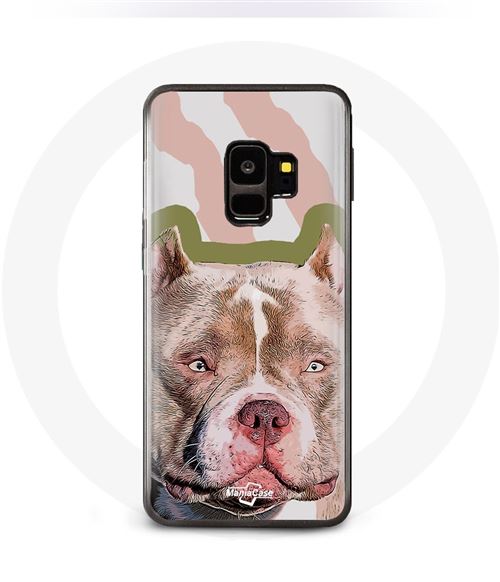 Coque pour samsung galaxy S9 plus Chien de Pitbull marron Maniacase
