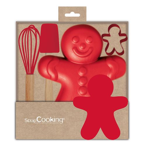 Coffret d'ustensiles pâtisserie Noël pour enfants - Pain d'épices - ScrapCooking