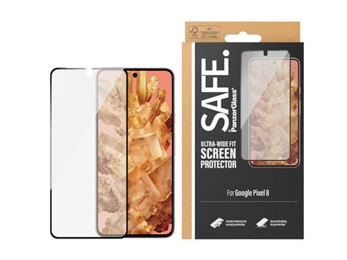 SAFE. by PanzerGlass - Protection d'écran pour téléphone portable - coupe ultra-large - verre - couleur de cadre noir - pour Google Pixel 8