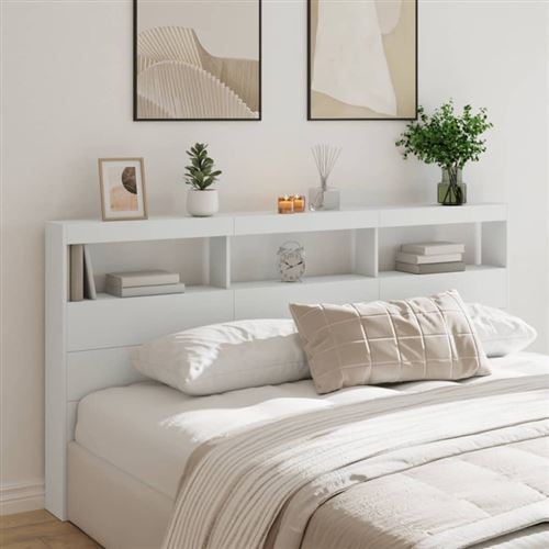 vidaXL Armoire tête de lit avec LED blanc 200x17x102 cm839217