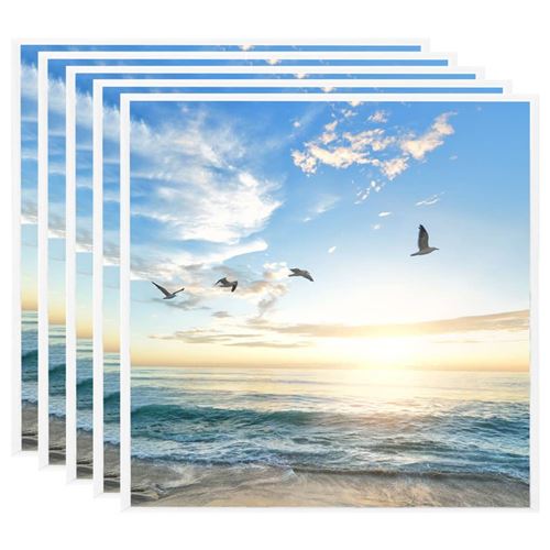 vidaXL Collage de cadres photo 5 pcs au mur table Blanc 40x40 cm MDF