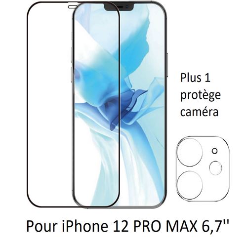 Protection D'Écran Verre Trempé + Protège Caméra Objectif Arrière Pour iPhone 12 Pro Max (6.7'') Ultra Clair Et Résistant Dureté 9H Bord Noir 100% De Surface Couverte ®Stargift
