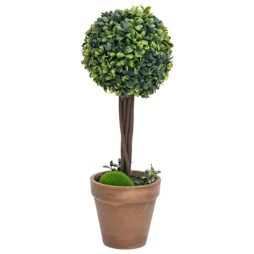 VidaXL Plantes de buis artificiel 2 pcs avec pots Boule Vert 33 cm