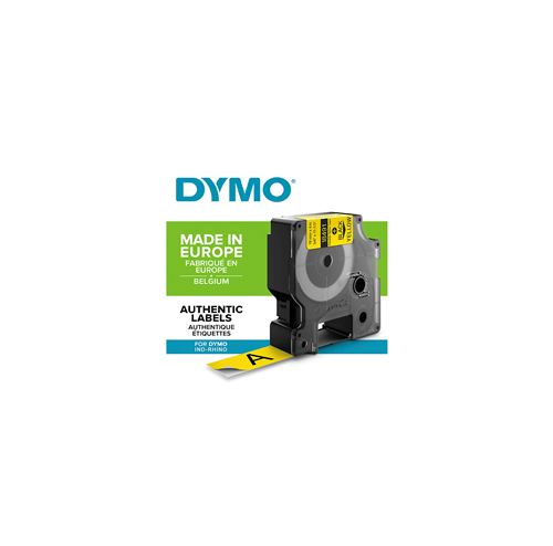 DYMO Rhino - Etiquettes Industrielles Nylon Flexible 19mm x 3.5m - Noir sur Jaune