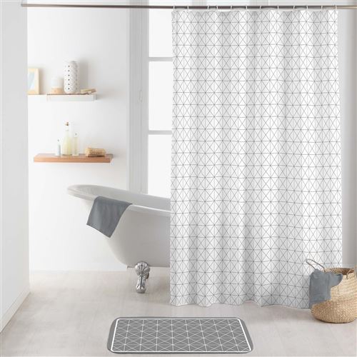 rideau de douche avec crochets 180 x 200 cm polyester imprime kubia