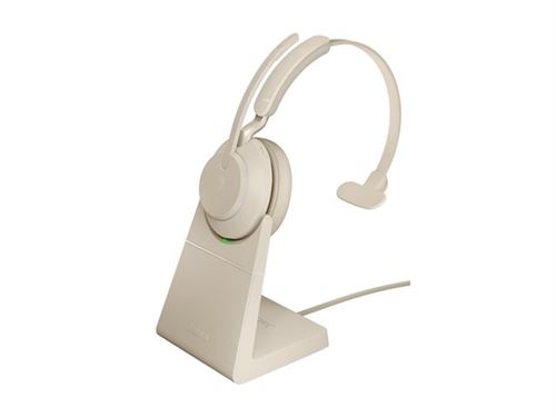Jabra Evolve2 65 UC Mono - Micro-casque - sur-oreille - convertible - Bluetooth - sans fil - USB-C - isolation acoustique - beige