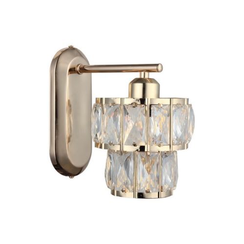 HOMEMANIA Lampe Murale Feka - Applique - Or en Métal, Cristal, 14 x 20 x 23 cm, 1 x E27, 40 W