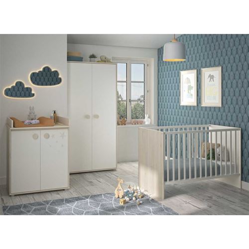 Chambre Bebe Complete Blanc Pin Blanchi Balam Chambres Enfant