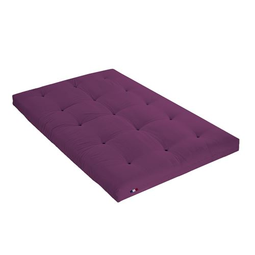 Matelas Futon Coton Couleur - Aubergine, Dimensions - 140 x 190 cm