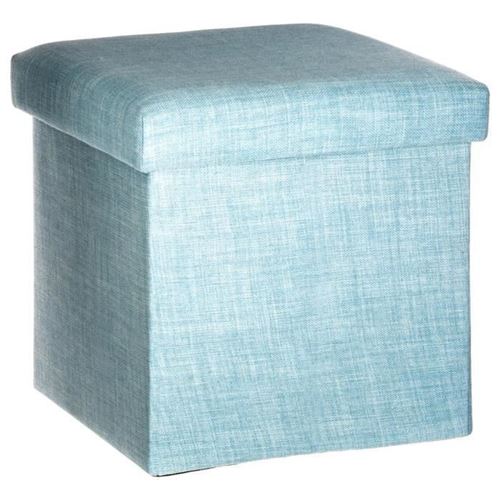 Pouf pliable Tomaz carre - Bleu - L 38 x P 38 x H 38 cm