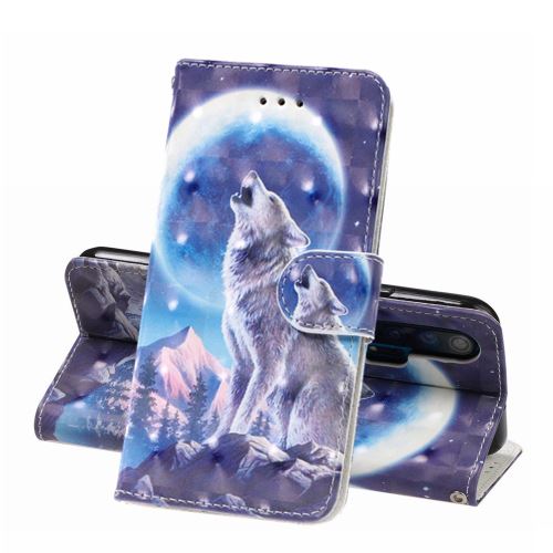 Etui en PU décor spot loup et clair de lune pour votre Huawei Honor 20 Pro