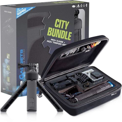 Sp Gadgets City Bundle Boîtier Pour Caméra Gopro Taille S + Poignée Transformable Pour Trépied Noir