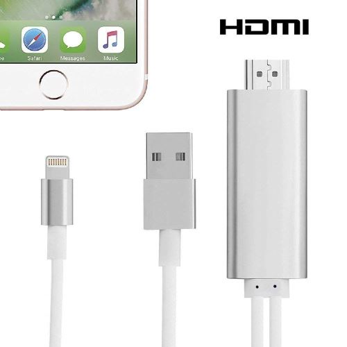 VSHOP® Lightning to HDMI cable Convertisseur de streaming vidéo pour iPhone / iPad / iOS compatible TV intelligente, projecteur, plug and play, coloris blanc.