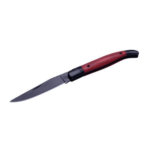 Couteau pliant manche en bois de rose - acier inoxydable noir, bois de rose - Couteau pliant pour usage quotidien - Lame Noire - Coffret cadeau