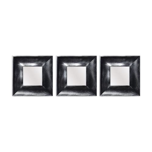 Lot de 3 miroirs carrés modernes - 25x25 cm - Noir