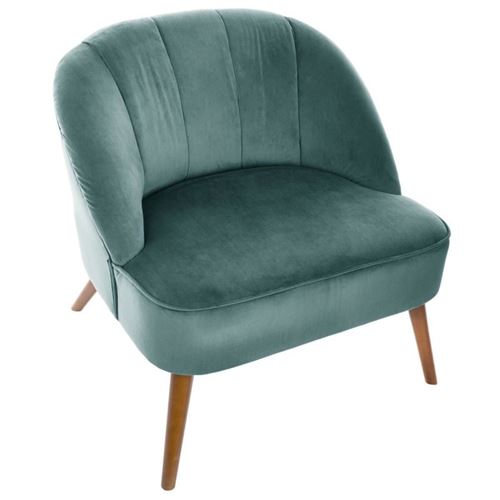 Fauteuil velours Naova vert canard Atmosphera