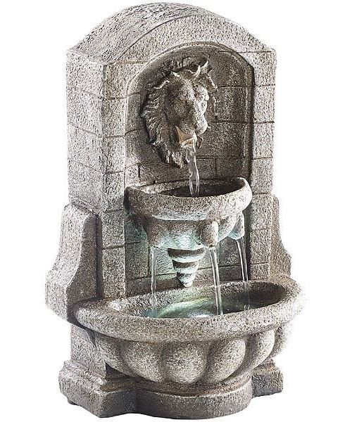 Fontaine d'intérieur sculpture lion - gris