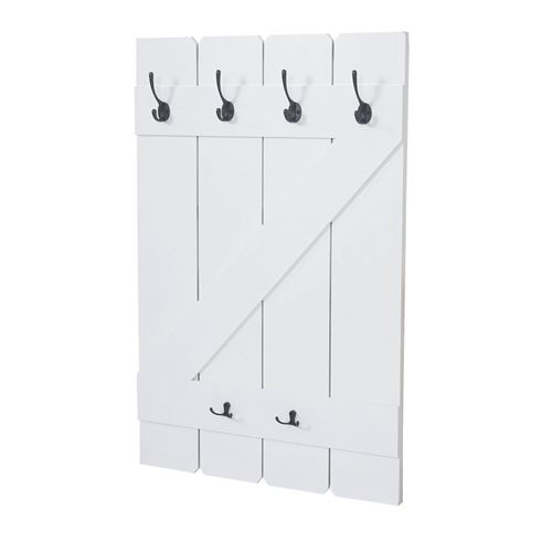 Porte-tasses MENDLER HWC-D13, étagère suspendue, 6 crochets 91x60cm blanc laqué