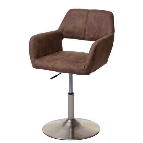 Chaise de salle à manger MENDLER HWC-A50 III tissu marron vintage pied en métal brossé