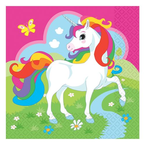 20 serviettes en papier licorne 33 cm