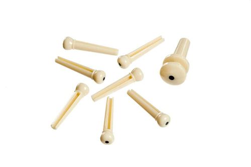 Planet Waves PWPS12 - Jeu de vis de chevalet avec vis de fin, jeu de 7, ivoire avec point noir