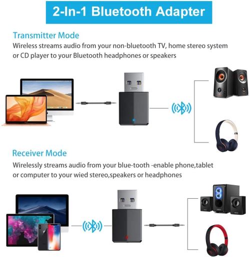 3 in1 Bluetooth 5.0 émetteur récepteur adaptateur audio sans 3,5