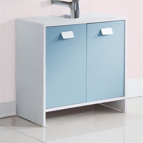 TOP Meuble sous-vasque L 60 cm - Blanc et bleu mat