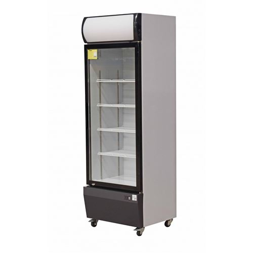 Vitrine 320 litres boissons, 1 porte vitre battante - epoxy blanc