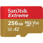 Carte Mémoire Micro SDXC SanDisk Extreme 256 Go Adaptateur SD A2 190 Mo/s 130 Mo/s Classe 10 U3 V30 V2022