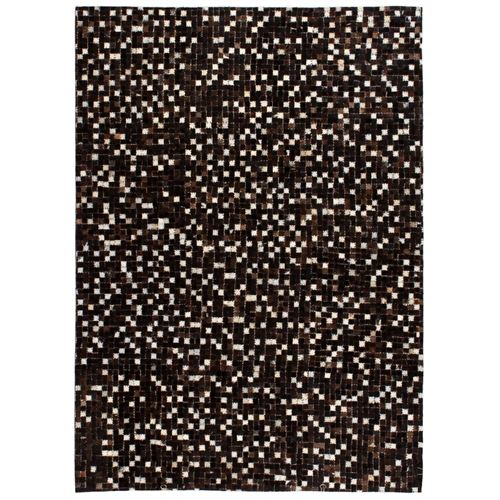vidaXL Tapis Cuir véritable Patchwork 160 x 230 cm Carré Noir/Blanc
