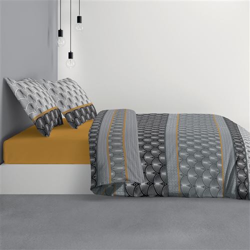 Parure de lit Saky Gold imprime 240 x 220 cm Les Ateliers du Linge