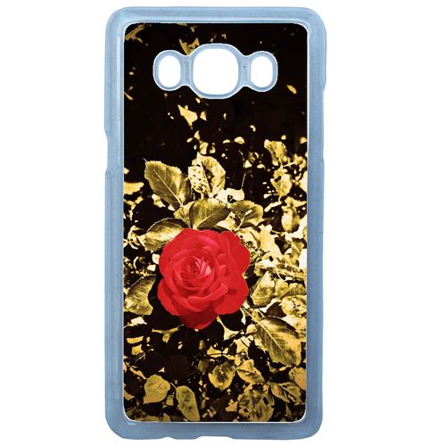 Coque Rose Et Feuille D'or Compatible Galaxy J7 2016 Transparent