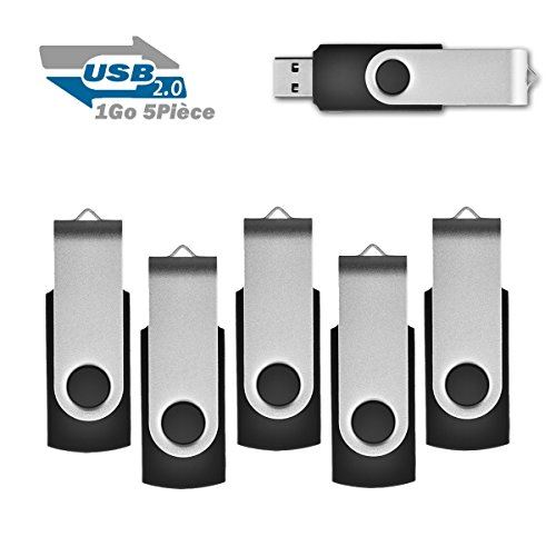 5pcs Clé USB 1Go Stockage Mémoire Flash Rotation Disque Cle USB 2.0, Argent