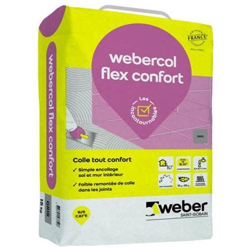 webercol flex confort : colle spéciale grands carreaux