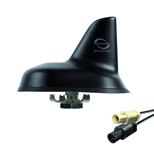 Antenne Bad Blankenburg 3775.02 Antenne de toit (AM/FM, DAB/DAB +, BAND III, actif, 2 x câble de raccordement 5 m, DIN (M), SMB (F) W Noir