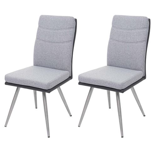 2x chaise de salle à manger MENDLER HWC-G54 tissu et similicuir acier inox brossé gris