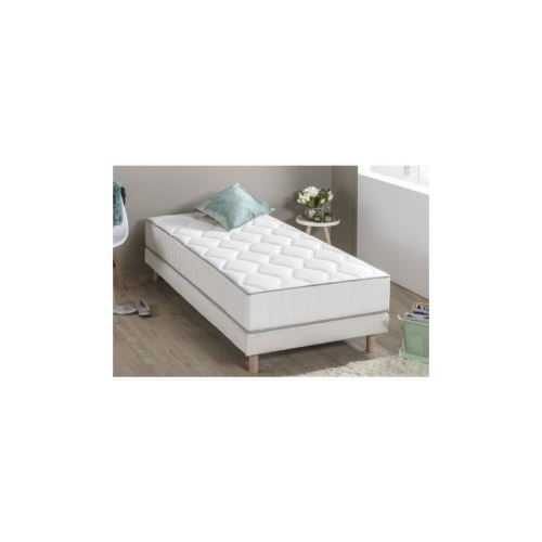 Ensemble Matelas Ressorts + Sommier Tapissier 90 X 190 - Confort Equilibre - Epaisseur 23 Cm - Galon Gris - Finlandek Hyvyys