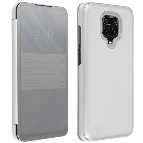 Housse pour Xiaomi Redmi Note 9 Clapet translucide Design Miroir Support Vidéo argent