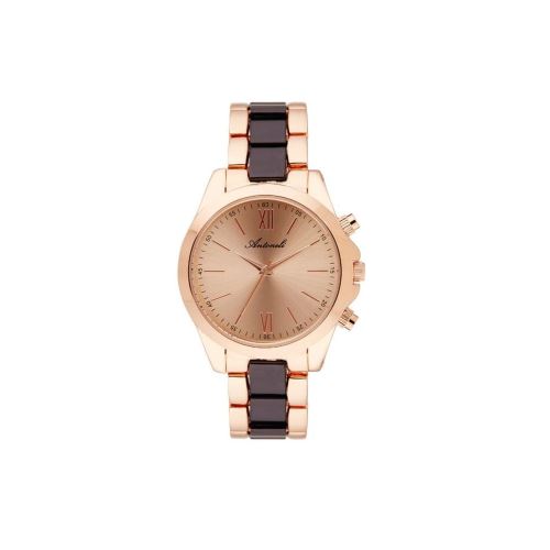 Montre Femme Antoneli Cadran 35mm En Steel Rose Doré Et Bracelet Noir Argenté En Acier AL5340-03