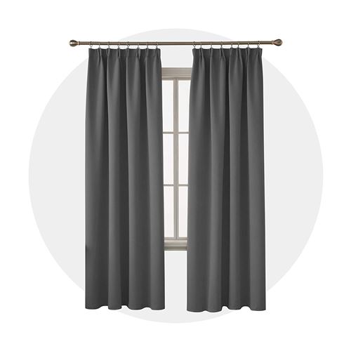 Deconovo Lot de 2 Rideaux Fenêtre Isolant Thermique Galon Fronceur Rideau de Porte Salon Désign Moderne Balcon Chambre Cuisine Gris Foncé 117x229cm