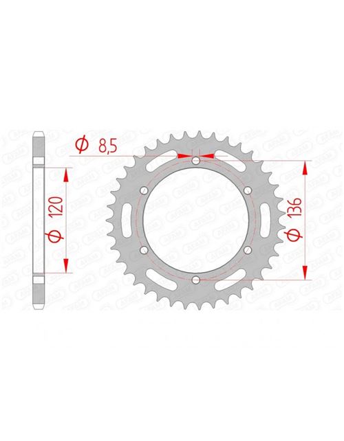 Couronne AFAM 45 dents acier standard pas 520 type 12304