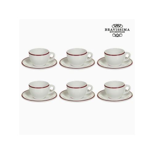 Ensemble de thé vaisselle blanc bordeaux (12 pcs) - collection kitchen's deco by bravissima kitchen