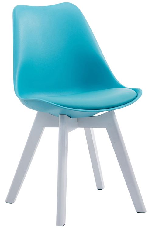 Chaise de visiteur Borneo V2 similicuir , Bleu/Bois de chêne Blanc